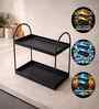 2-Tier Black Metal Countershelf Storage Rack