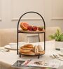 Tierra Multipurpose Serveware Acacia Wood & Metal 2-Tier Serving Stand