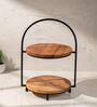 Tierra Multipurpose Serveware Acacia Wood & Metal 2-Tier Serving Stand