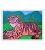 Tiger & Cub Handmade Oil Pastels On Unframed Canvas Painting