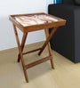 Tiles Brown Tray End Table in Brown Colour