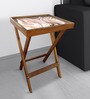 Tiles Brown Tray End Table in Brown Colour