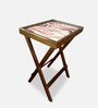 Tiles Brown Tray End Table in Brown Colour