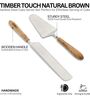 Timber Touch Natural Brown Wood Handle Stainless Steel Cake Server Set