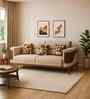 TimberElegance Fabric Three Seater Sofa in Beige Colour