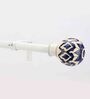Timeless 19mm Iron Curtain Rod with White & Blue Ceramic Finial