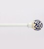 Timeless 19mm Iron Curtain Rod with White & Blue Ceramic Finial