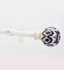 19mm Iron Curtain Rod with White and Blue Ceramic Finial