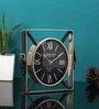 Straps Timepiece Silver & Black Aluminium Table clock