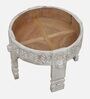 Timila Mango Wood End Table In White Distressed Finish