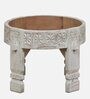 Timila Mango Wood End Table In White Distressed Finish