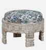 Timila Mango Wood Foot Stool In White Distressed Finish