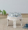 Timila Mango Wood Stool In White Distressed Finish