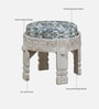 Timila Mango Wood Stool In White Distressed Finish