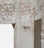 Timila Mango Wood Stool In White Distressed Finish
