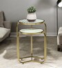 Tinto Metal Nest of Table In Gold Finish with Marble Top (Set of 2) Tinto Metal Nest of Table In Gold Finish with Marble Top (Set of 2)