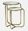 Tinto Metal Nest of Table In Gold Finish with Marble Top (Set of 2) Tinto Metal Nest of Table In Gold Finish with Marble Top (Set of 2)
