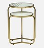 Tinto Metal Nest of Table In Gold Finish with Marble Top (Set of 2) Tinto Metal Nest of Table In Gold Finish with Marble Top (Set of 2)