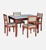 Tipton Sheesham Wood 4 Seater Dining Set in Honey Oak Finish