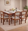 Tipton Sheesham Wood 6 Seater Dining Set in Honey Oak Finish