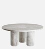 Tisbury Marble Coffee Table In Jurassic White Colour