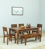 Tishya Solid Wood 6 Seater Dining Set In Provincial Teak Finish With Bench