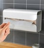 White Carbon Steel Wall Mounted Tissue Box Dispenser