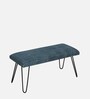 Titus Upholstered Metal Bench In Blue Colour
