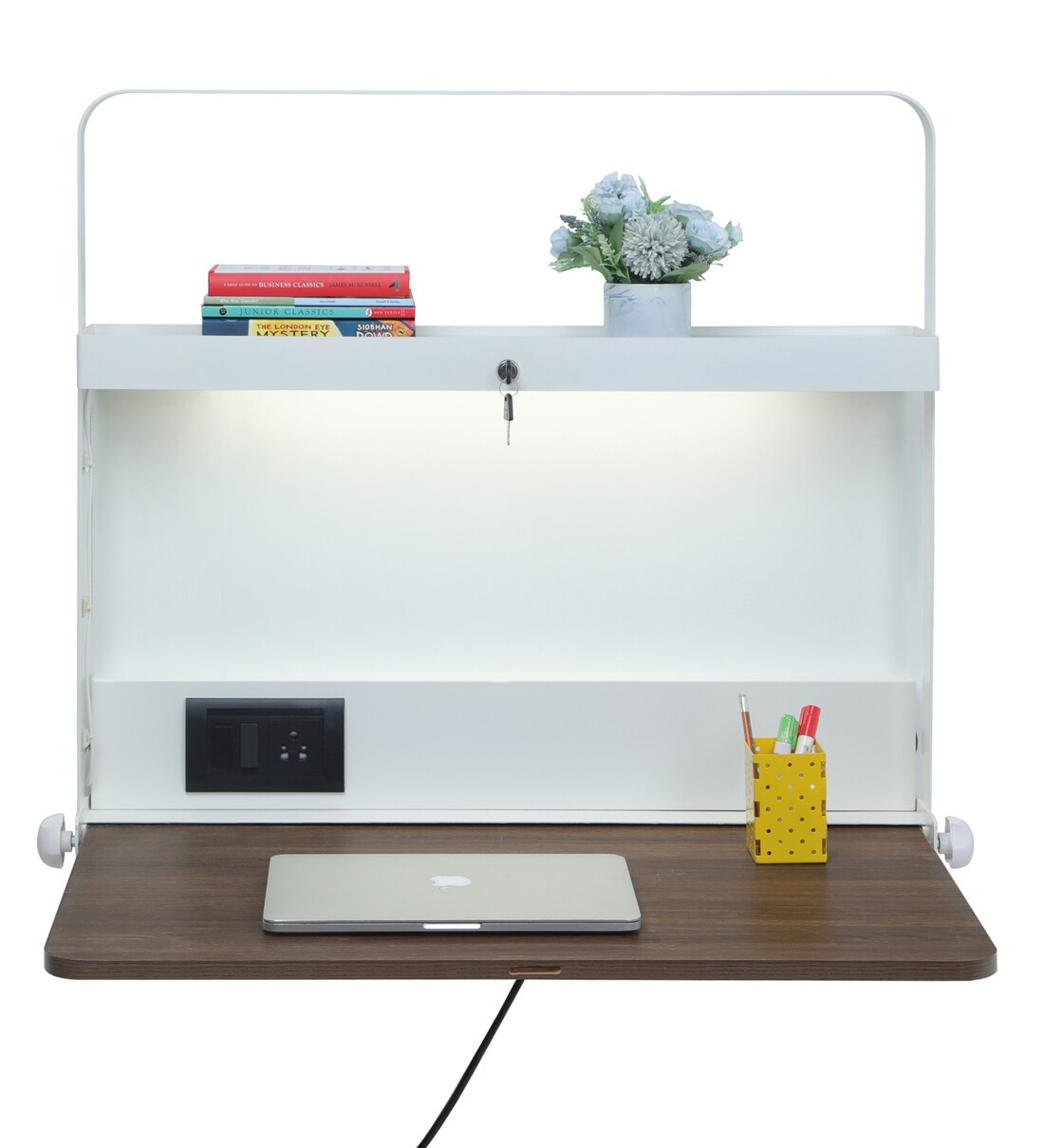 Buy Tokyo Foldable Wall Mounted Study table in White & Dark Oak Finish