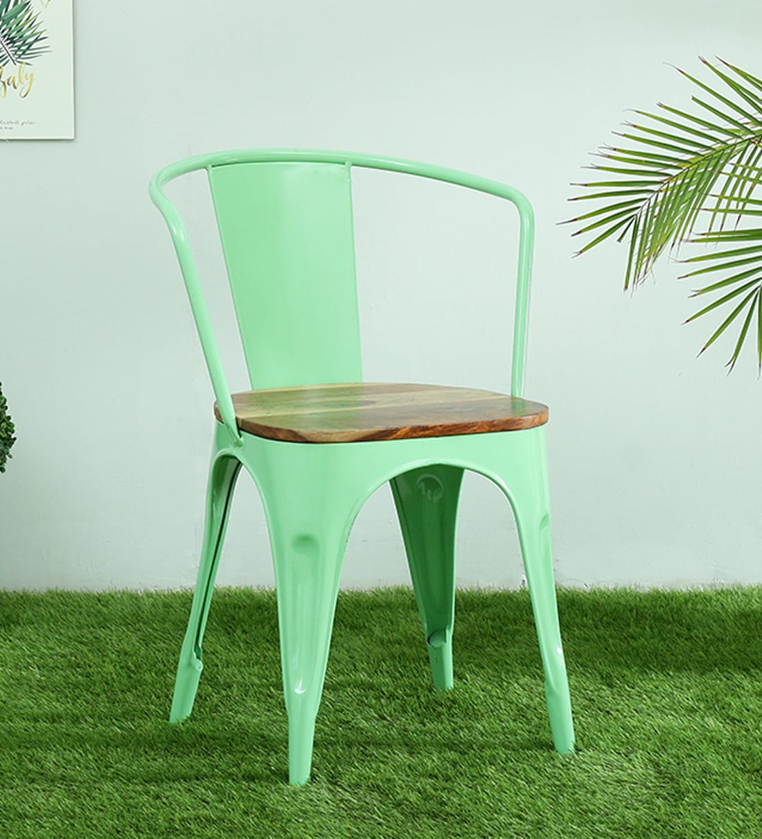 green tolix chair