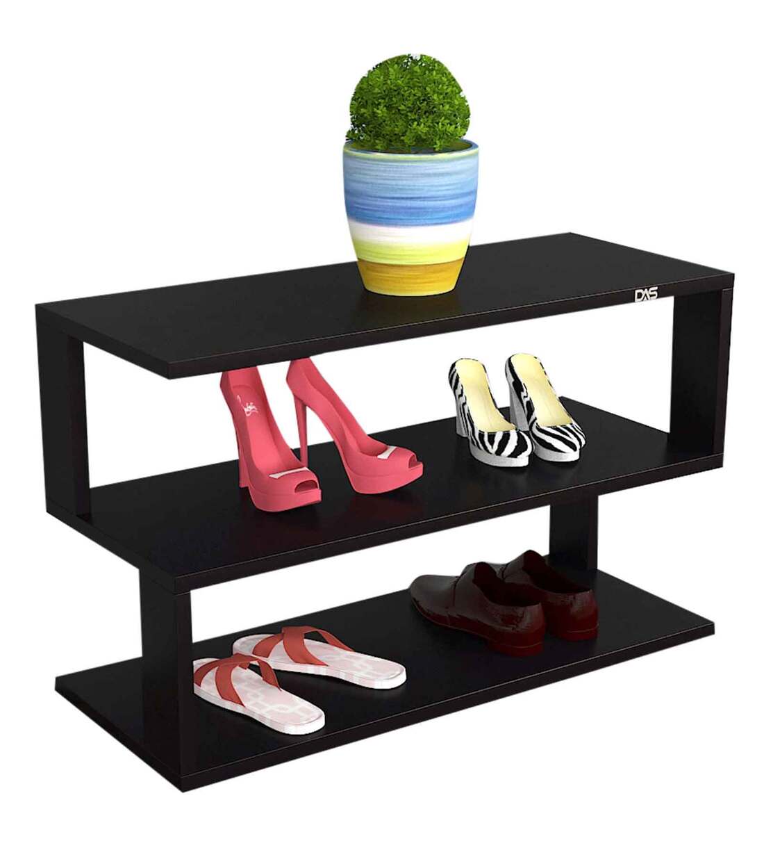 Buy Tomas Open Shoe Rack in Black Finish Online Open Shoe Racks