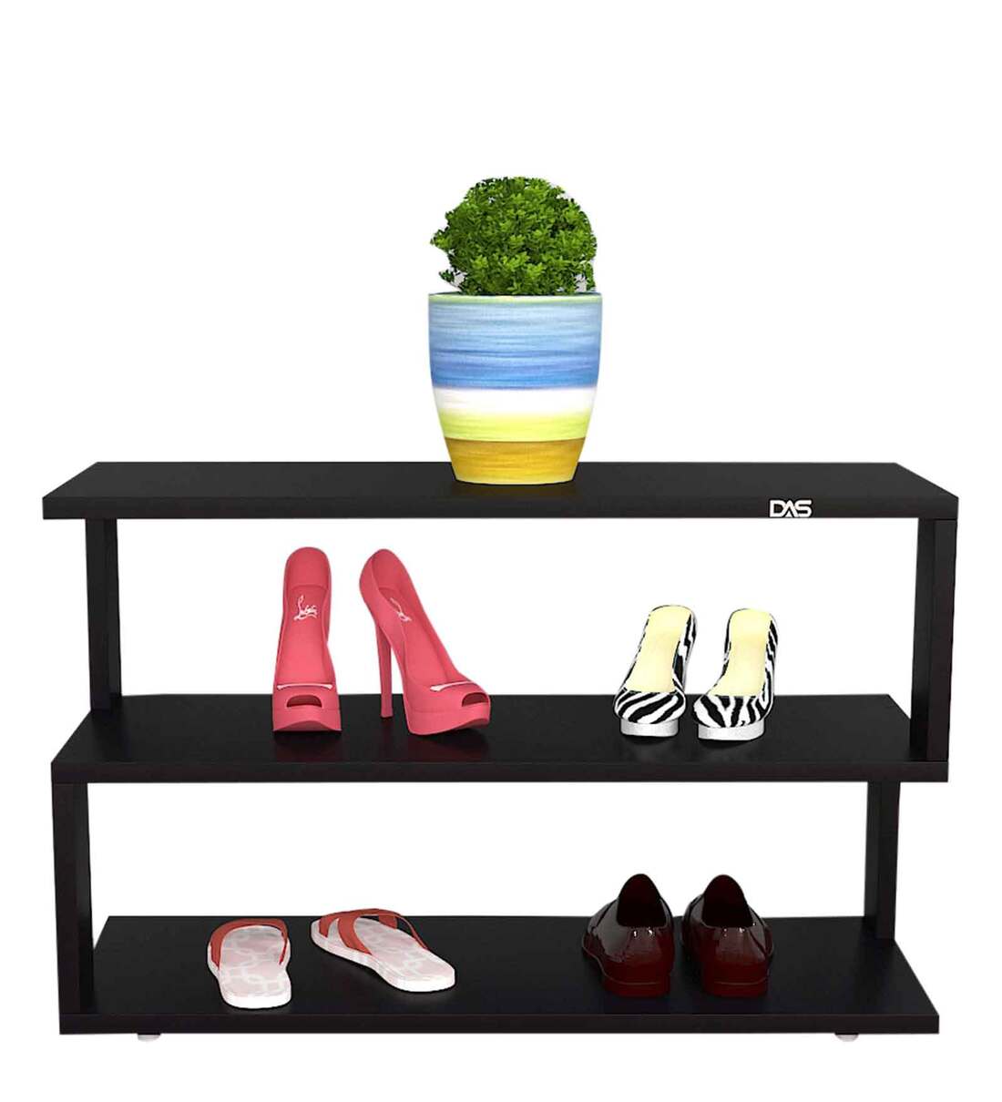 Buy Tomas Open Shoe Rack in Black Finish Online Open Shoe Racks