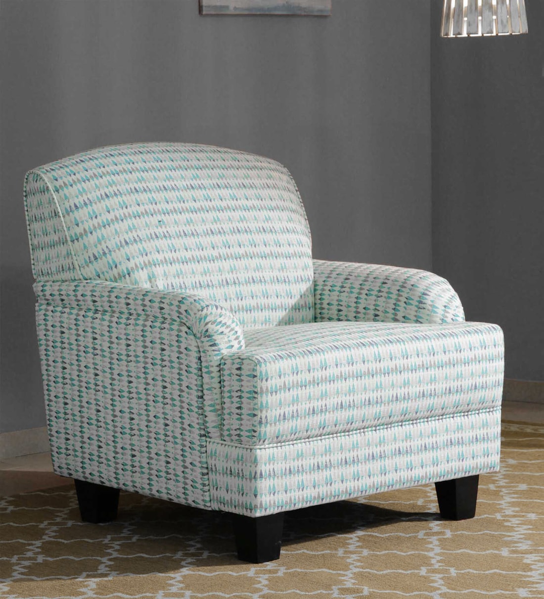 Buy Toronto Fabric Full Back Lounge Chair In Diamond Teal Colour at 3