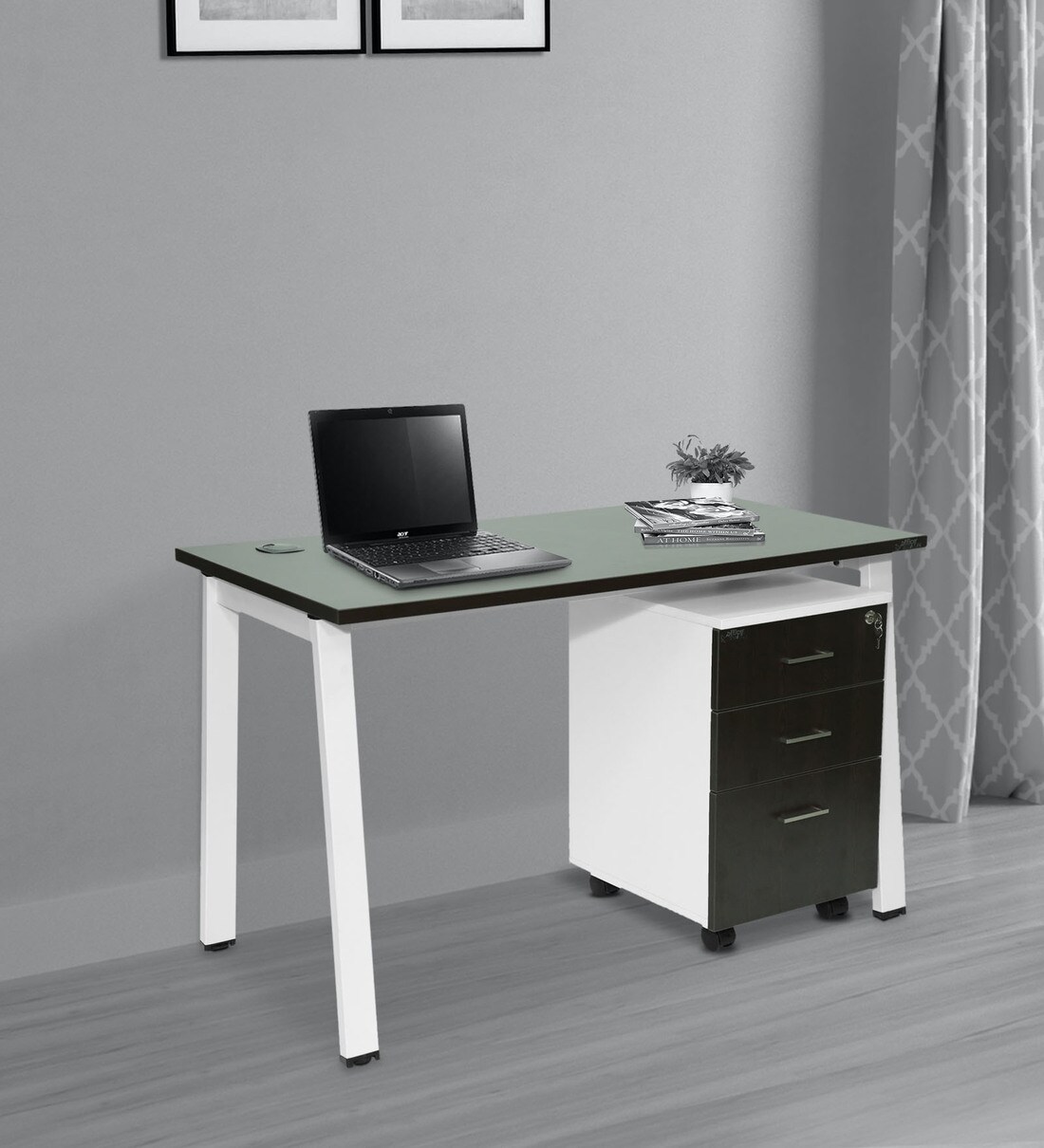 Buy Toronto Study Table with Pedestal in Wenge & White Colour at 22