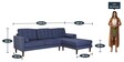 Tomas 3 Seater LHS Sectional Sofa in Navy Blue Colour