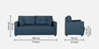 Topaz Fabric 3 Seater Sofa In Azure Blue Colour