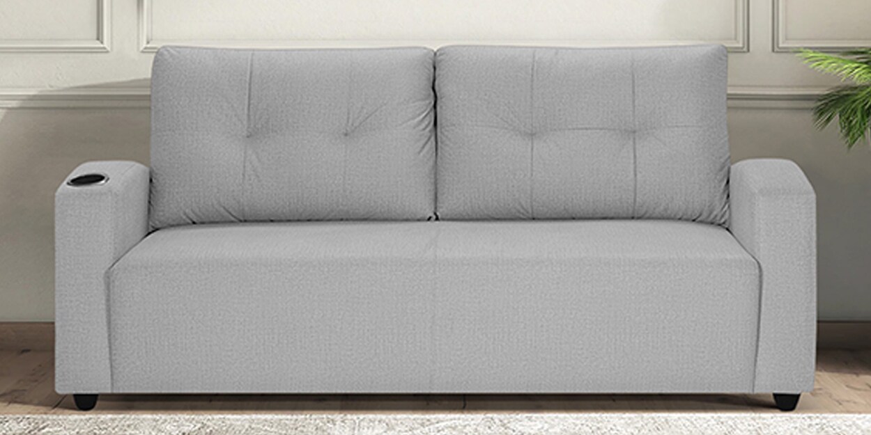 Buy Topaz Fabric 3 Seater Sofa In Jute Grey Colour At 52% Off By Trevi 