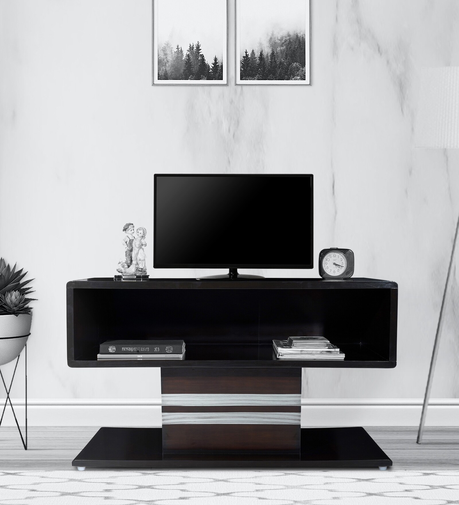 Tobin TV Unit In Dark Walnut Finish Tobin TV Unit In Dark Walnut Finish