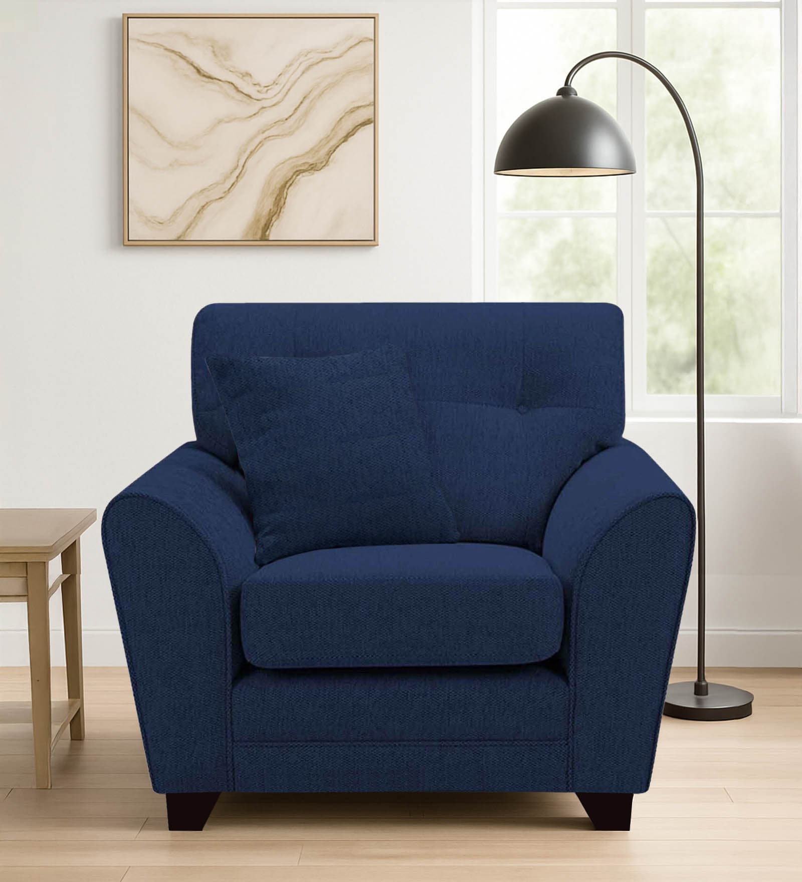 Tochi Fabric 1 Seater Sofa In Blue Colour