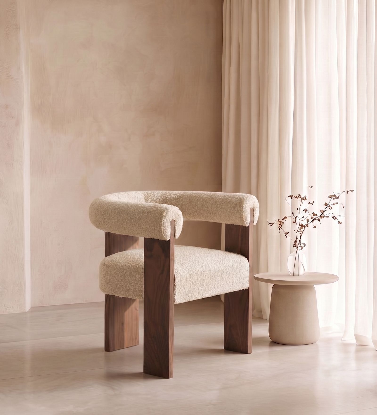 Toervyn Sculpt Lounge Chair In White Colour
