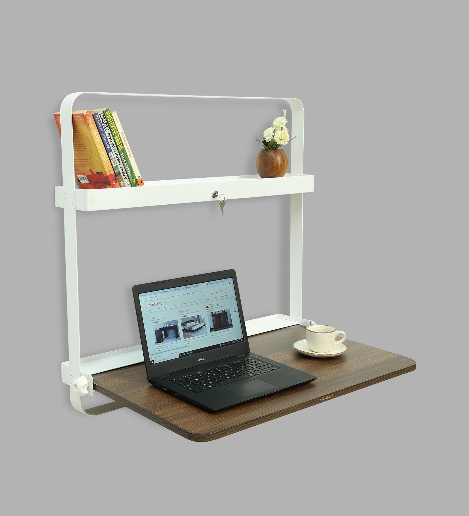 Buy Tokyo Eco Foldable Wall Mounted Study table in White & Dark Oak
