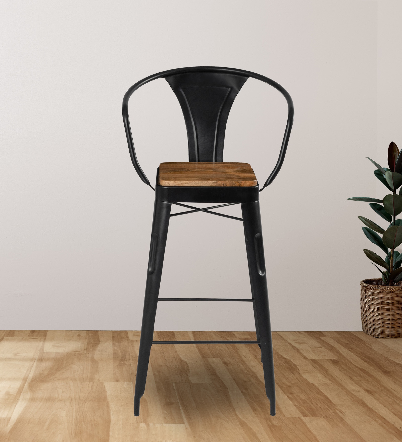 Tolix Metal Bar Stool In Matte Black Colour