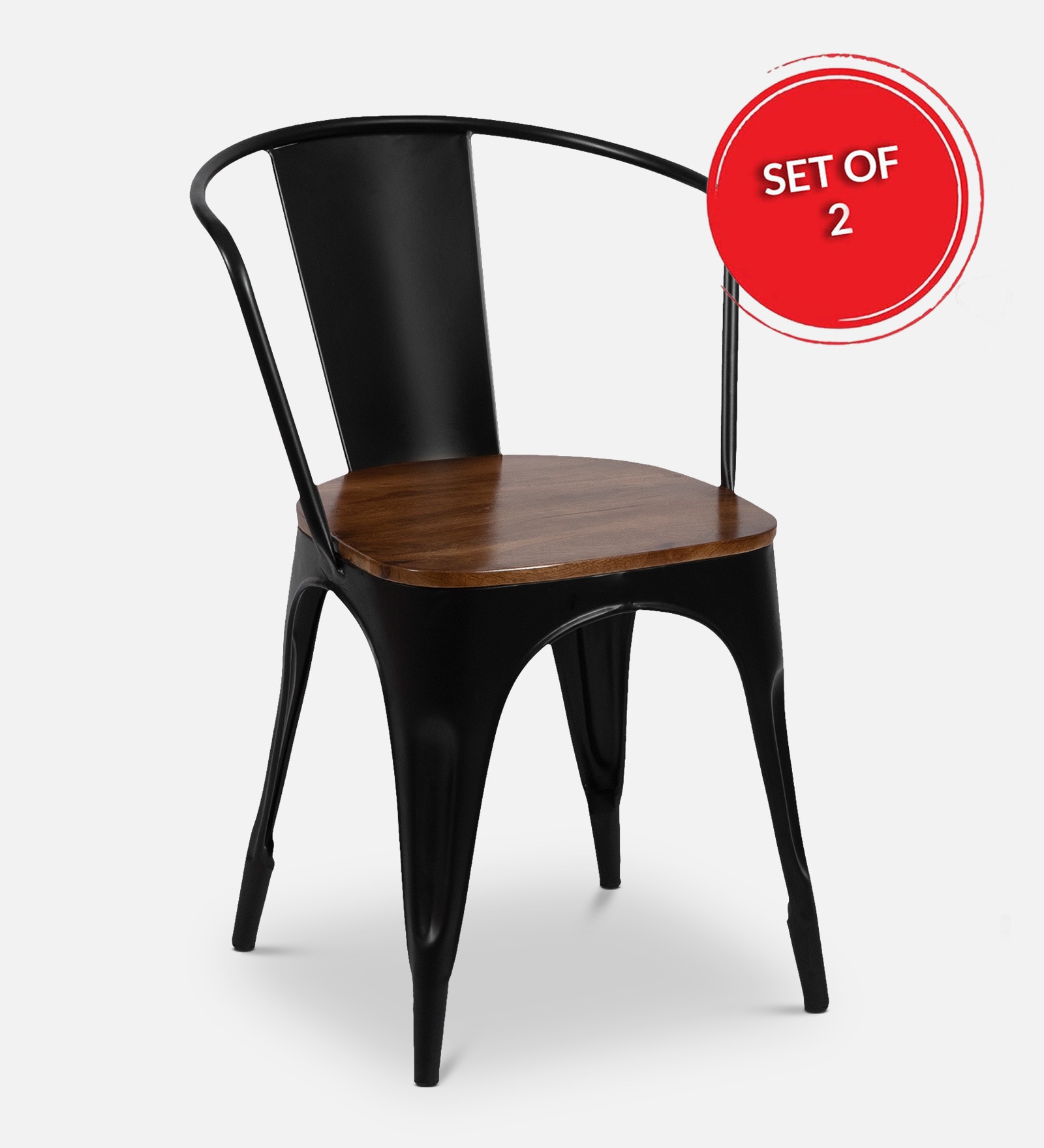 Buy Tolix Metal Iconic Chairs in Matte Black Colour (Set Of 2) at 6