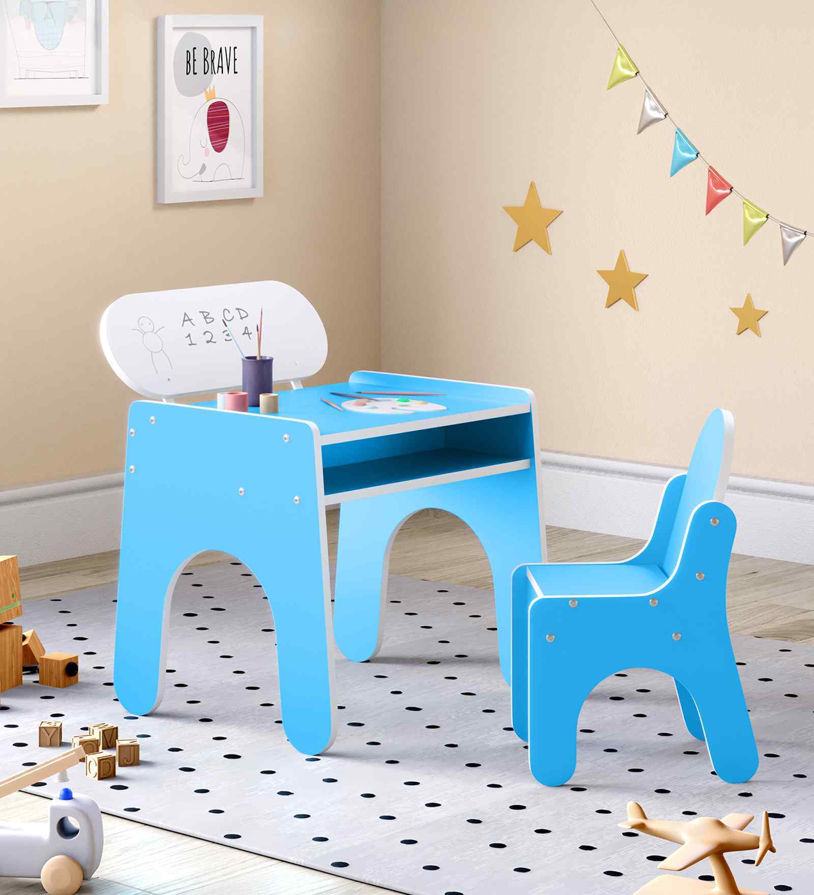 Tom Kids Activity Table & Chair Set In Blue Finish