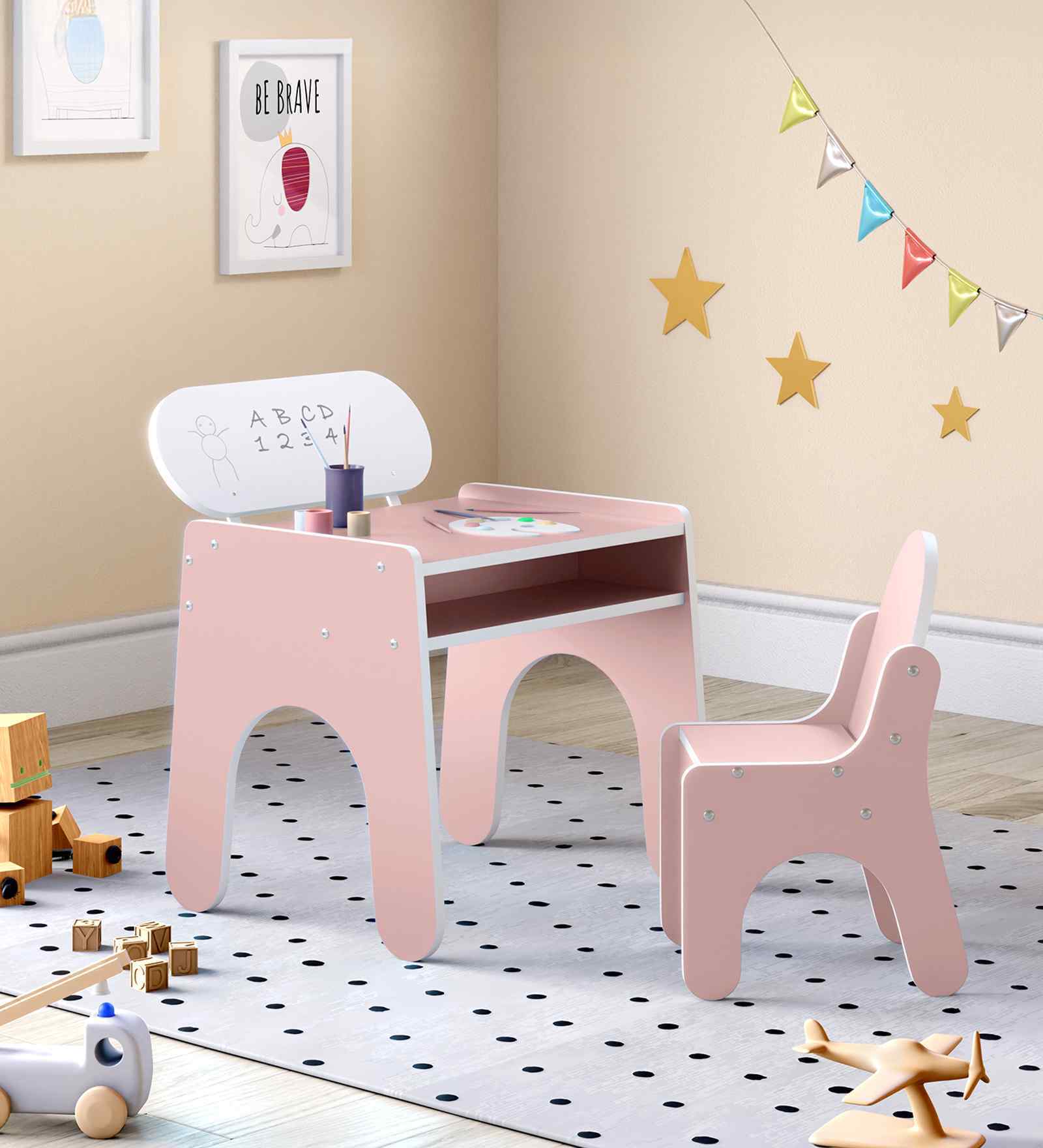 Tom Kids Activity Table & Chair Set In Pink Finish