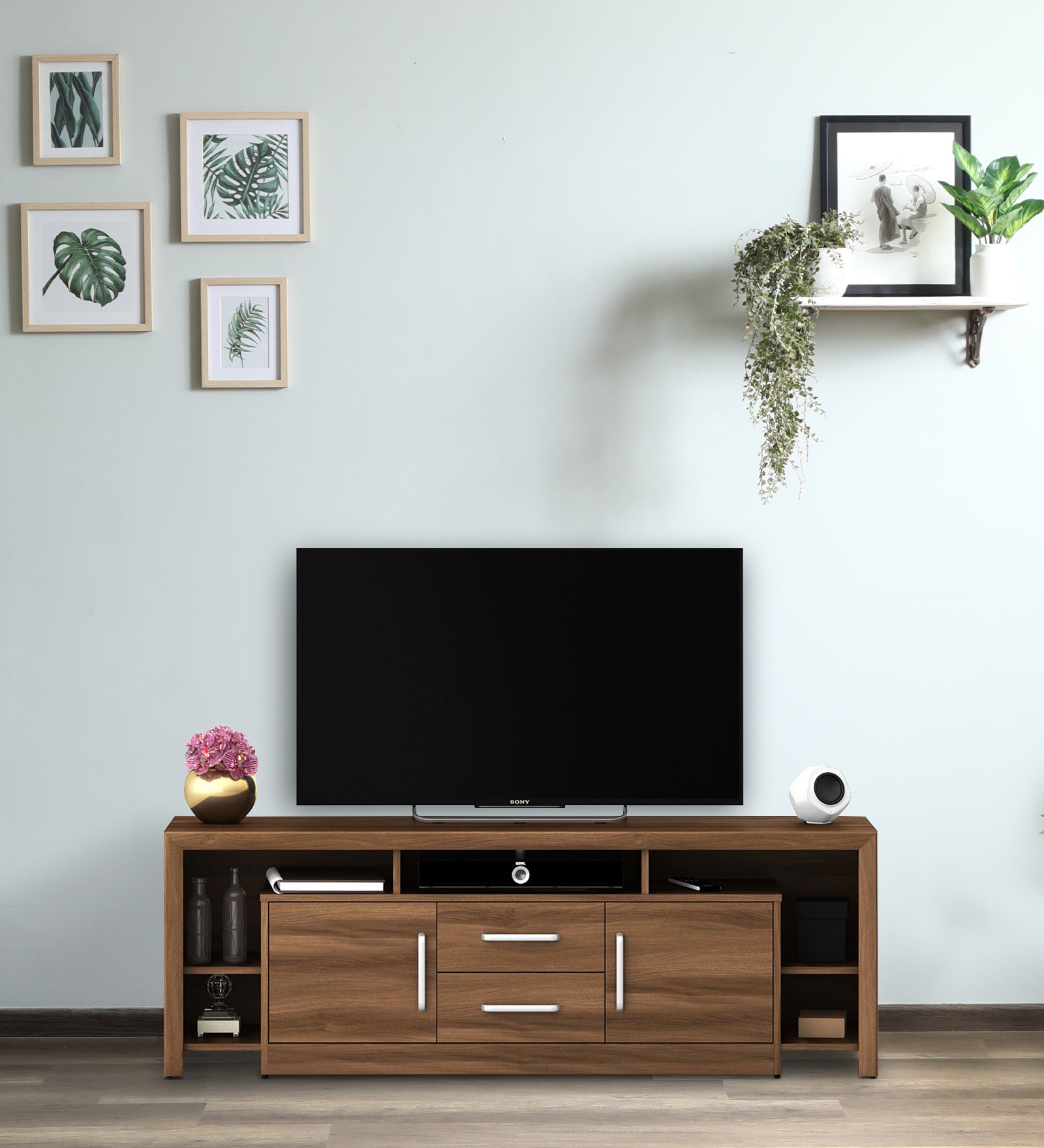 Tomoko TV Console for TVs up to 55" in Walnut Bronze Finish