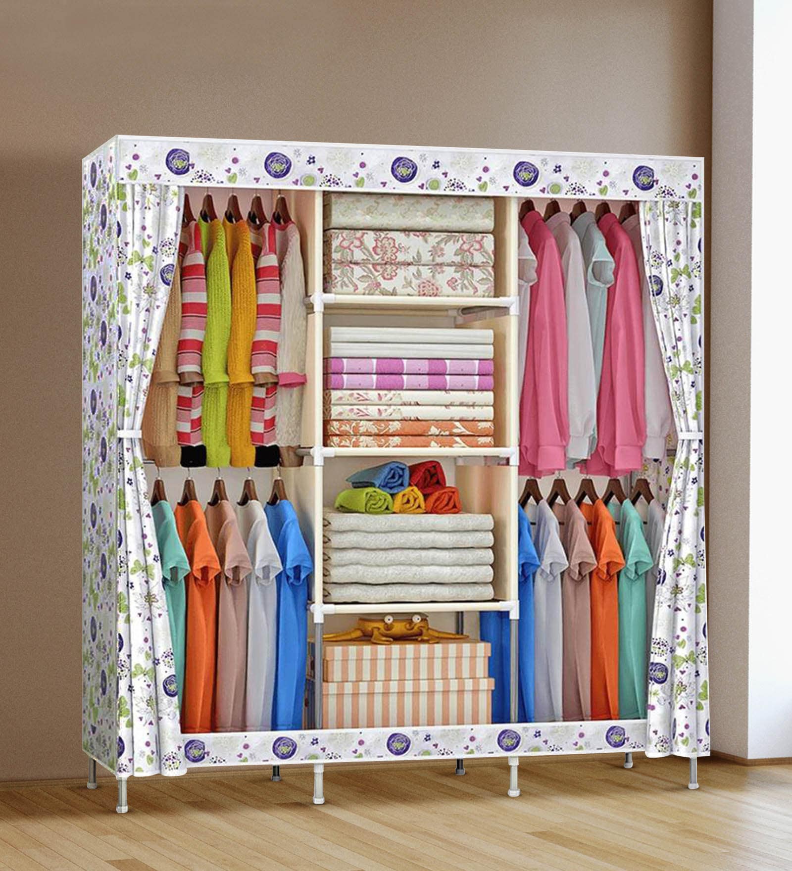 Toni Collapsible 6 Tier Wardrobe in Multicolour