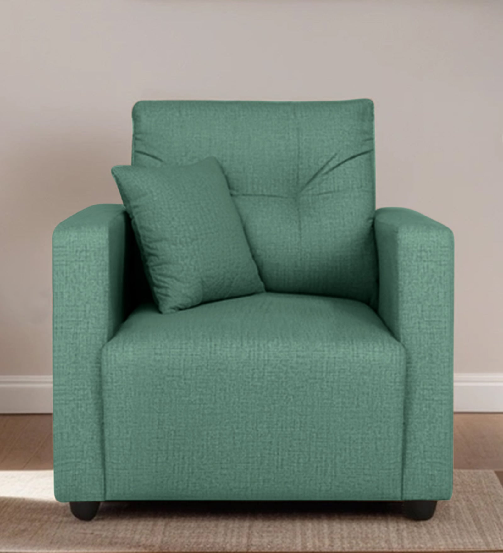 Topaz Fabric 1 Seater Sofa In Imperial Green Colour