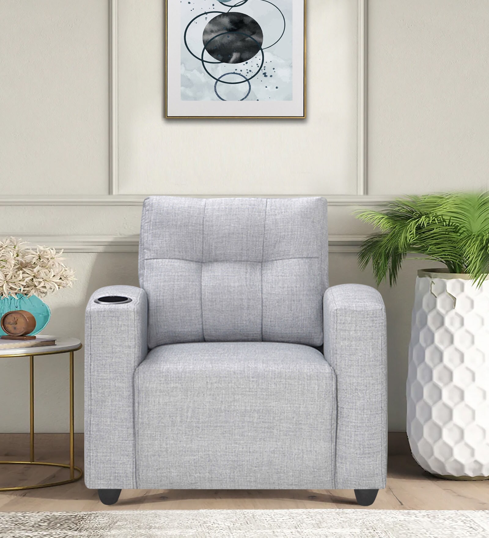 Buy Topaz Fabric 1 Seater Sofa In Jute Grey Colour By Trevi Furniture Online Lawson 1 Seater