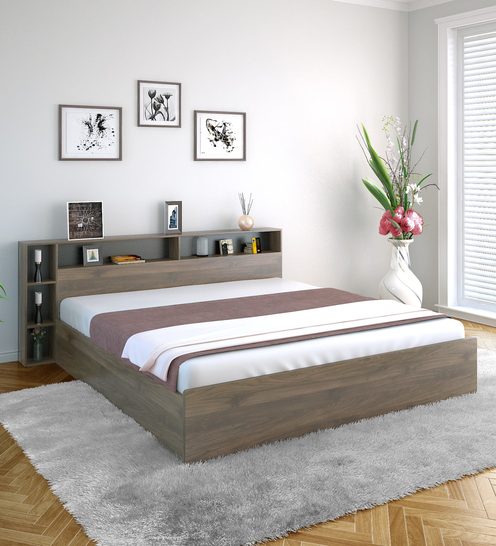 Buy Torrie Queen Size Bed with Storage by home Online Modern Queen Size Beds Beds